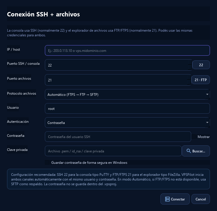 Connection settings